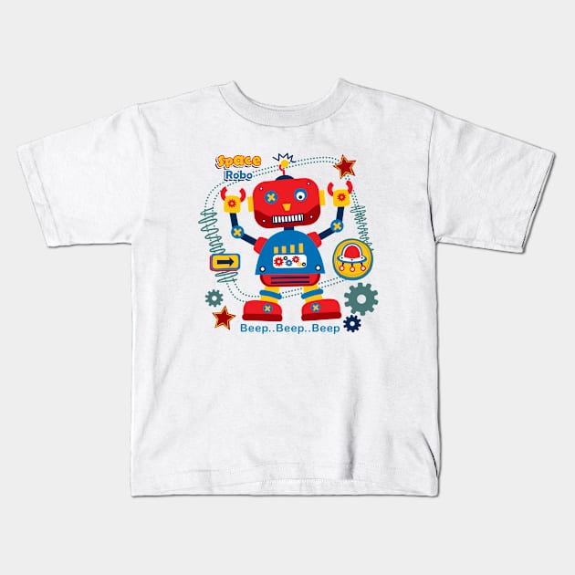 Space Robot Cartoon Kids T-Shirt by Mako Design 